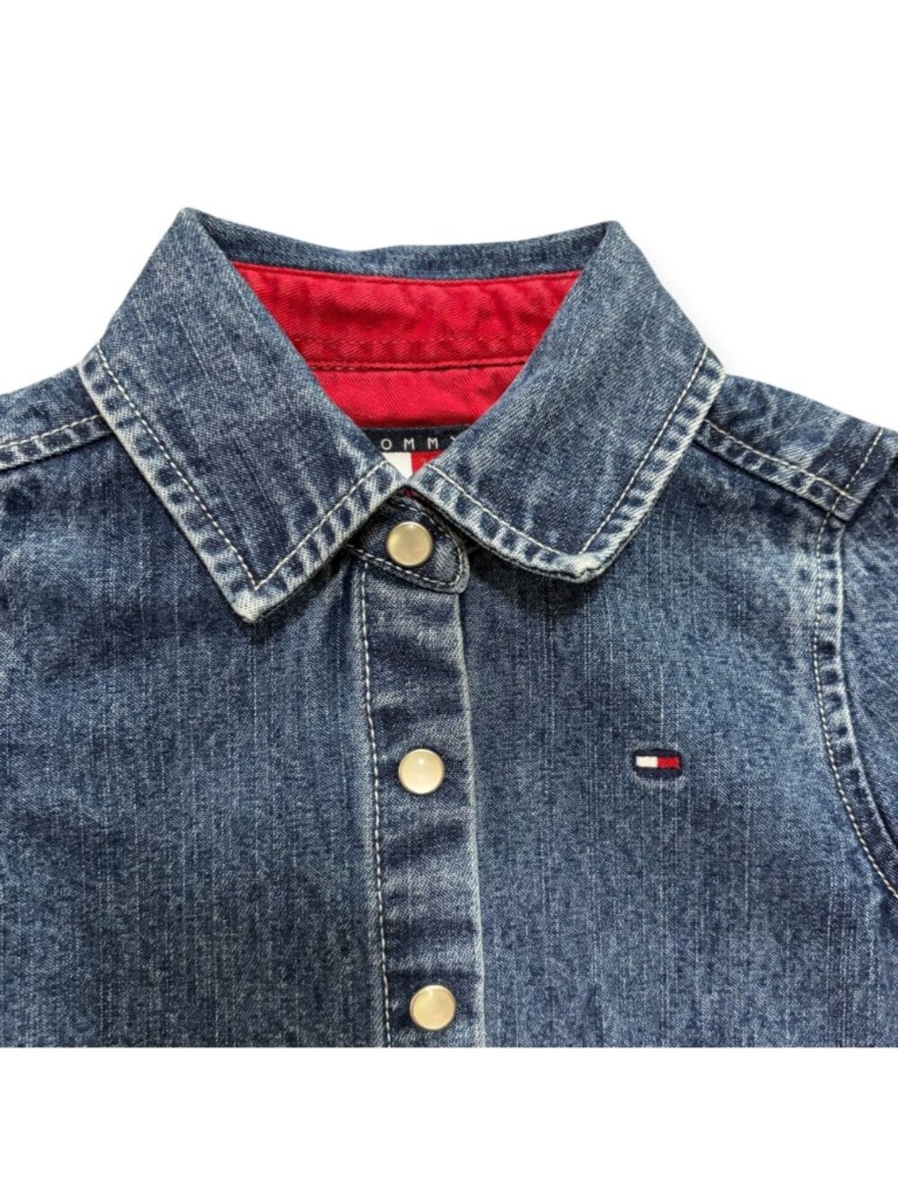 Vintage Tommy Hilfiger Long Sleeve Button-Up Denim Dress Girl's Size 5 - Picture 2 of 5